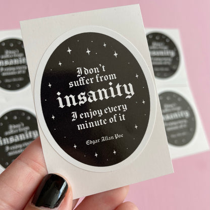 Edgar Allen Poe Insanity Vinyl Sticker