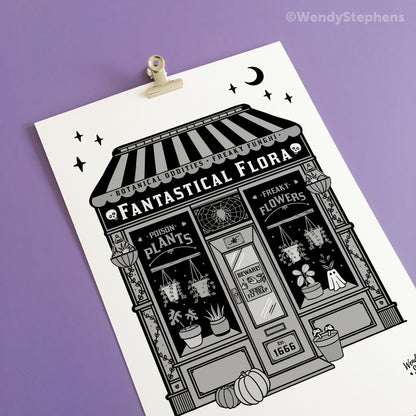 Fantastical Flora Plant Shop Witch Art Print