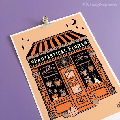 Fantastical Flora Plant Shop Witch Art Print