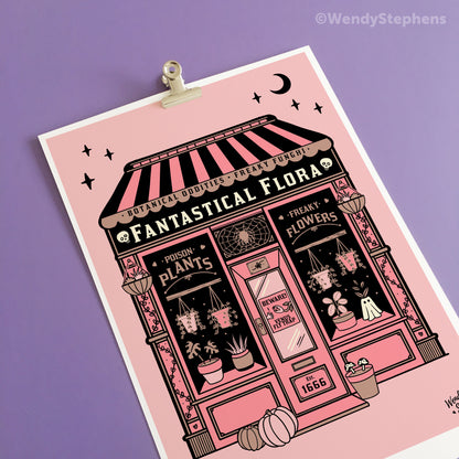 Fantastical Flora Plant Shop Witch Art Print