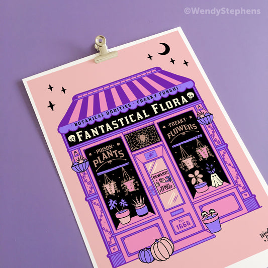 Fantastical Flora Plant Shop Witch Art Print