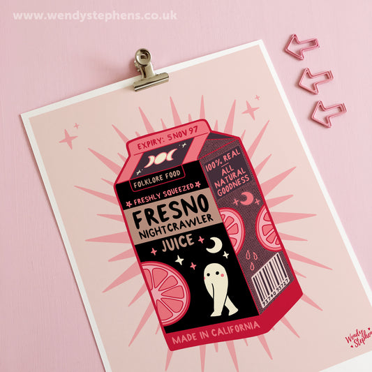 Fresno Nightcrawler Juice Cryptid Art Print