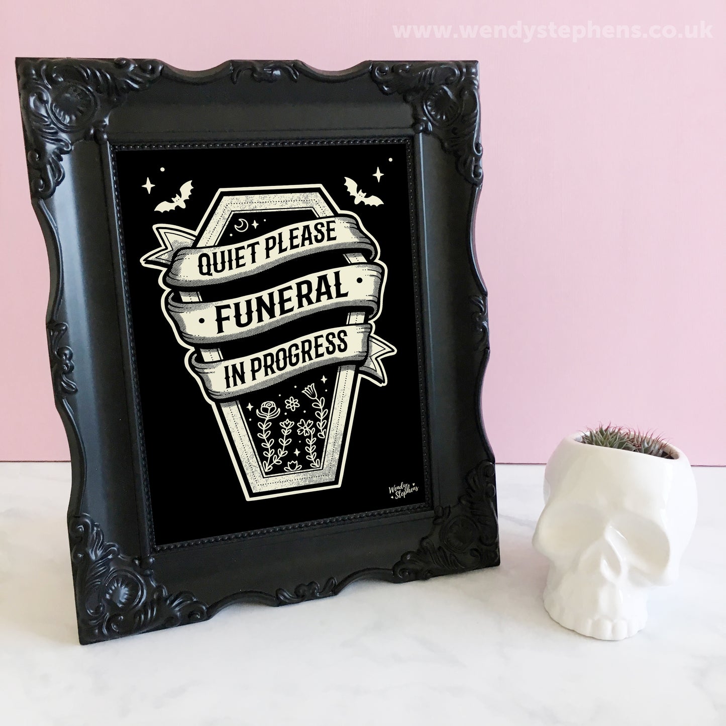 Quiet Please Funeral In Progress Art Print, Gothic Bedroom Decor