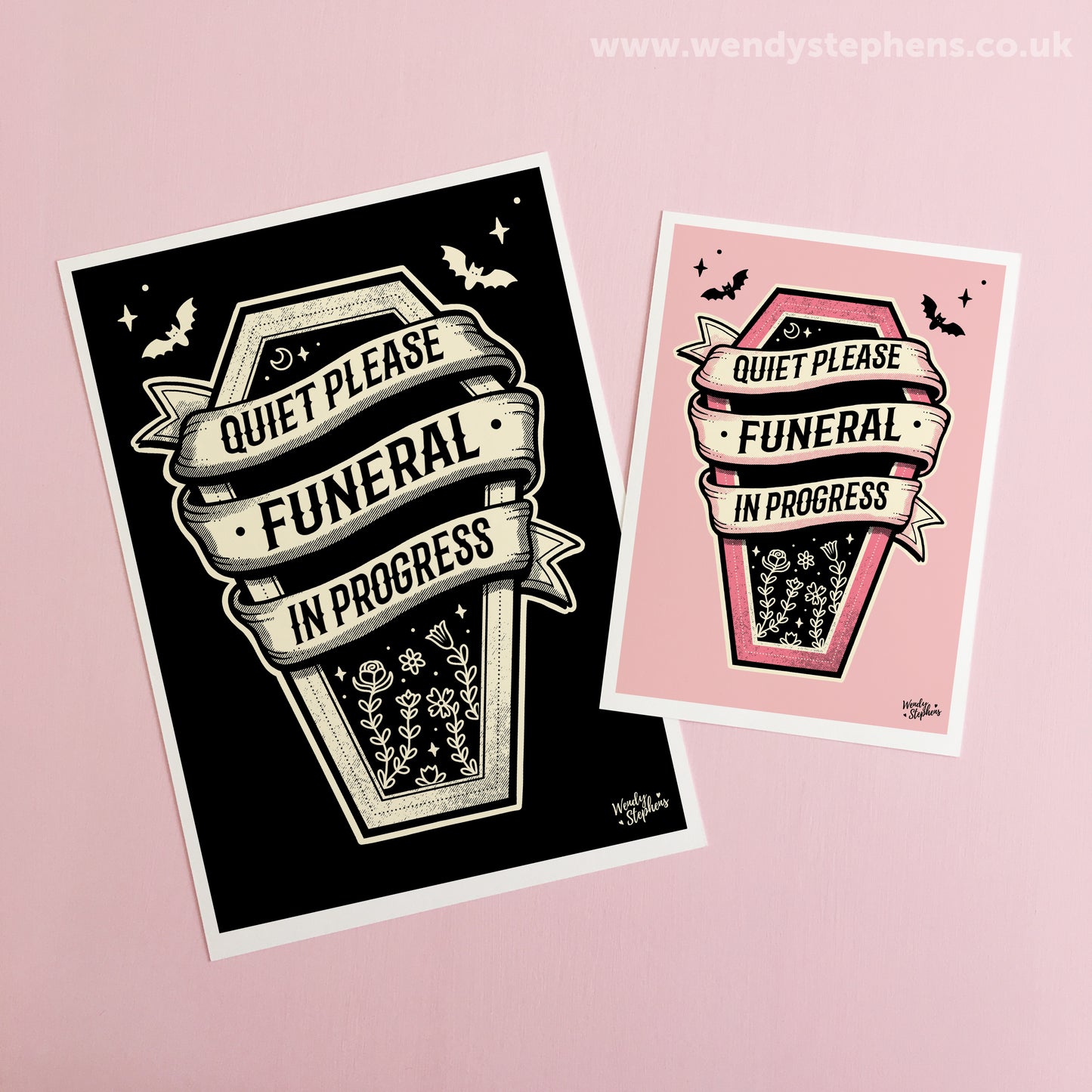 Quiet Please Funeral In Progress Art Print, Gothic Bedroom Decor