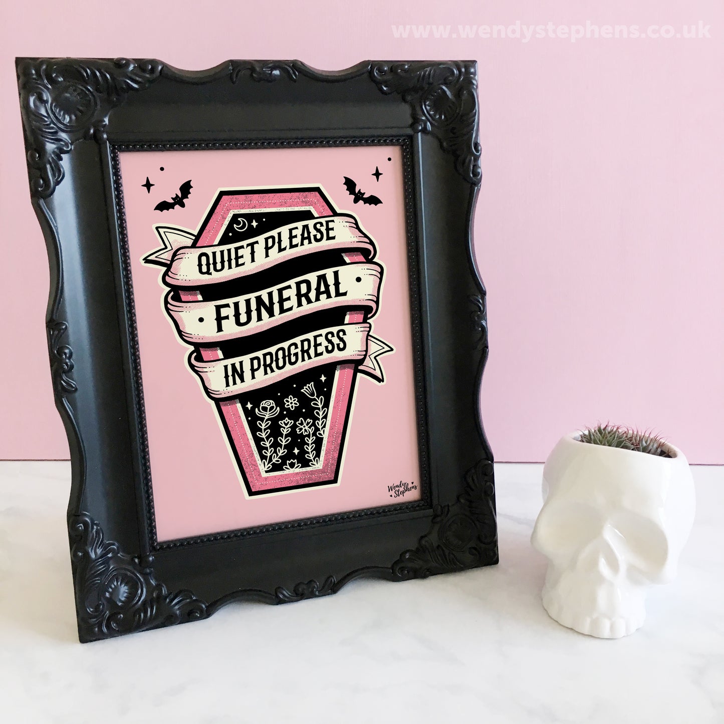 Quiet Please Funeral In Progress Art Print, Gothic Bedroom Decor