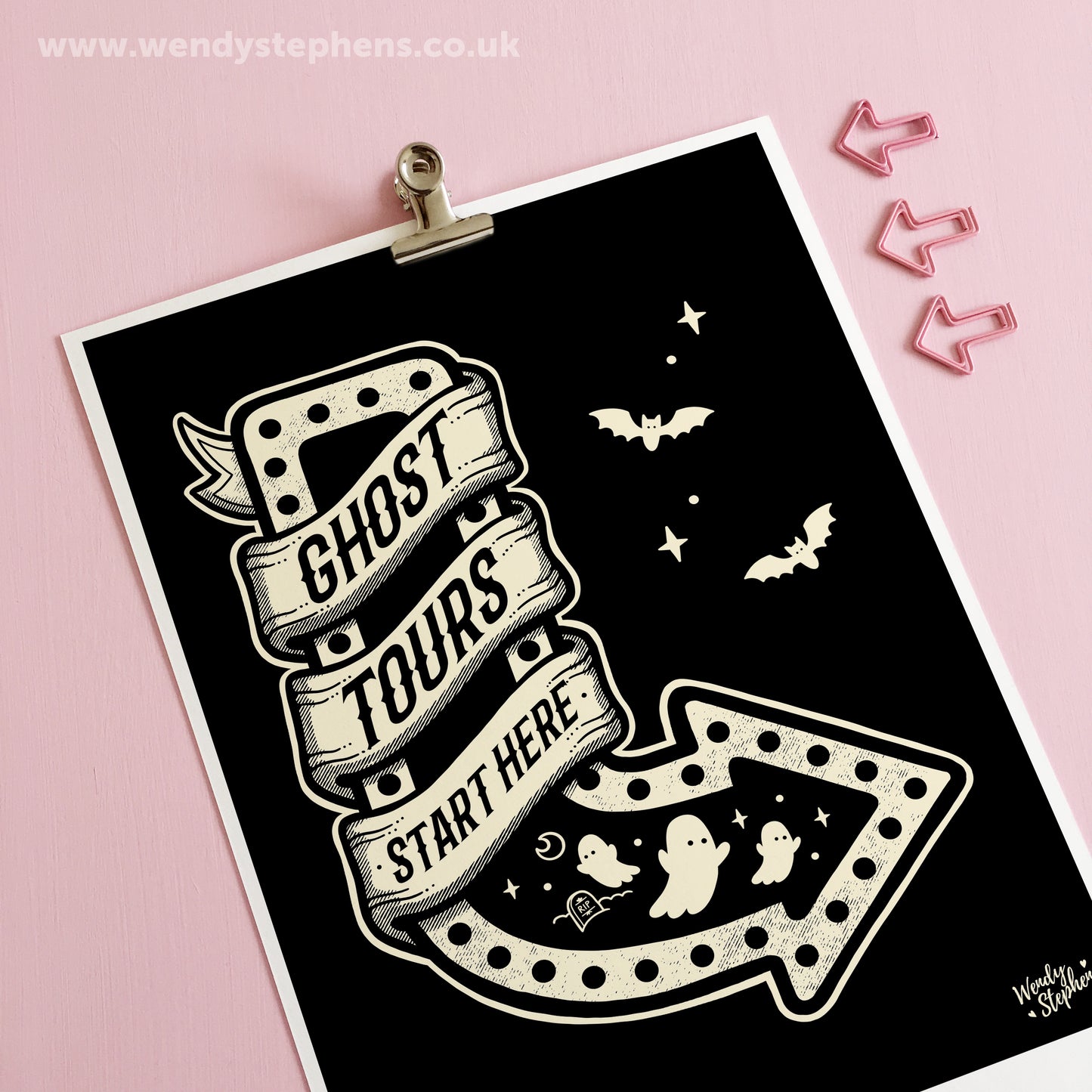 Ghost Tours Spooky Art Print, Gothic Room Decor