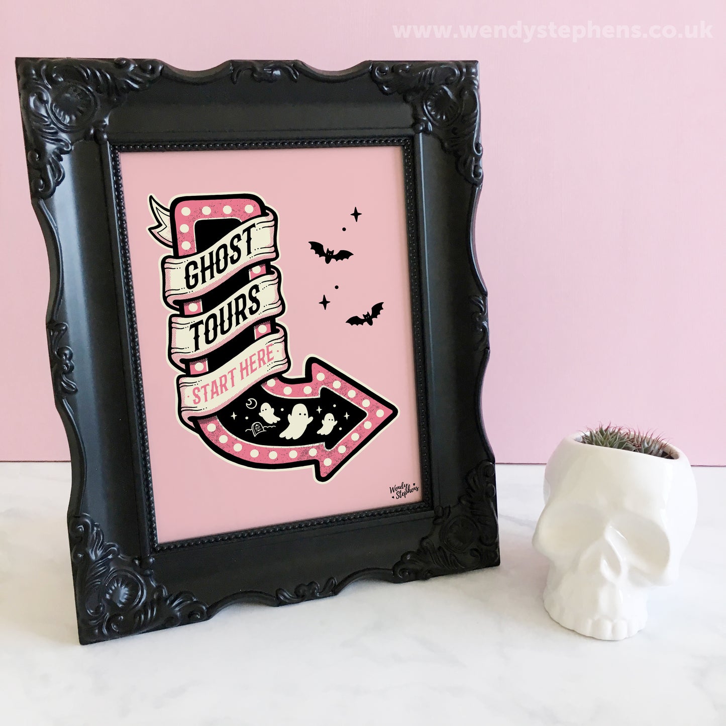 Ghost Tours Spooky Art Print, Gothic Room Decor