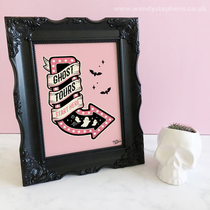 Ghost Tours Spooky Art Print, Gothic Room Decor