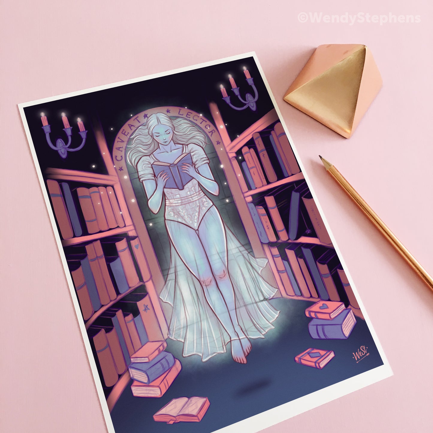 Haunted Library Ghost Art Print
