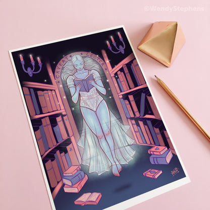 Haunted Library Ghost Art Print