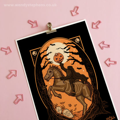 Headless Horseman Spooky Gothic Art Print