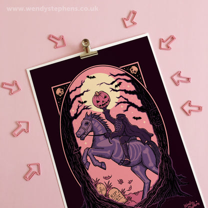 Headless Horseman Spooky Gothic Art Print