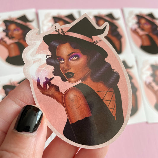 Morgan Pin Up Witch Spooky Gothic Vinyl Sticker