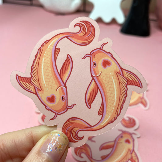Cute Pink Ghost Koi Fish Spooky Vinyl Sticker