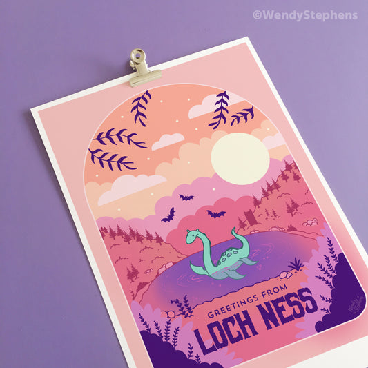 Loch Ness Cryptid Travel Poster Art Print