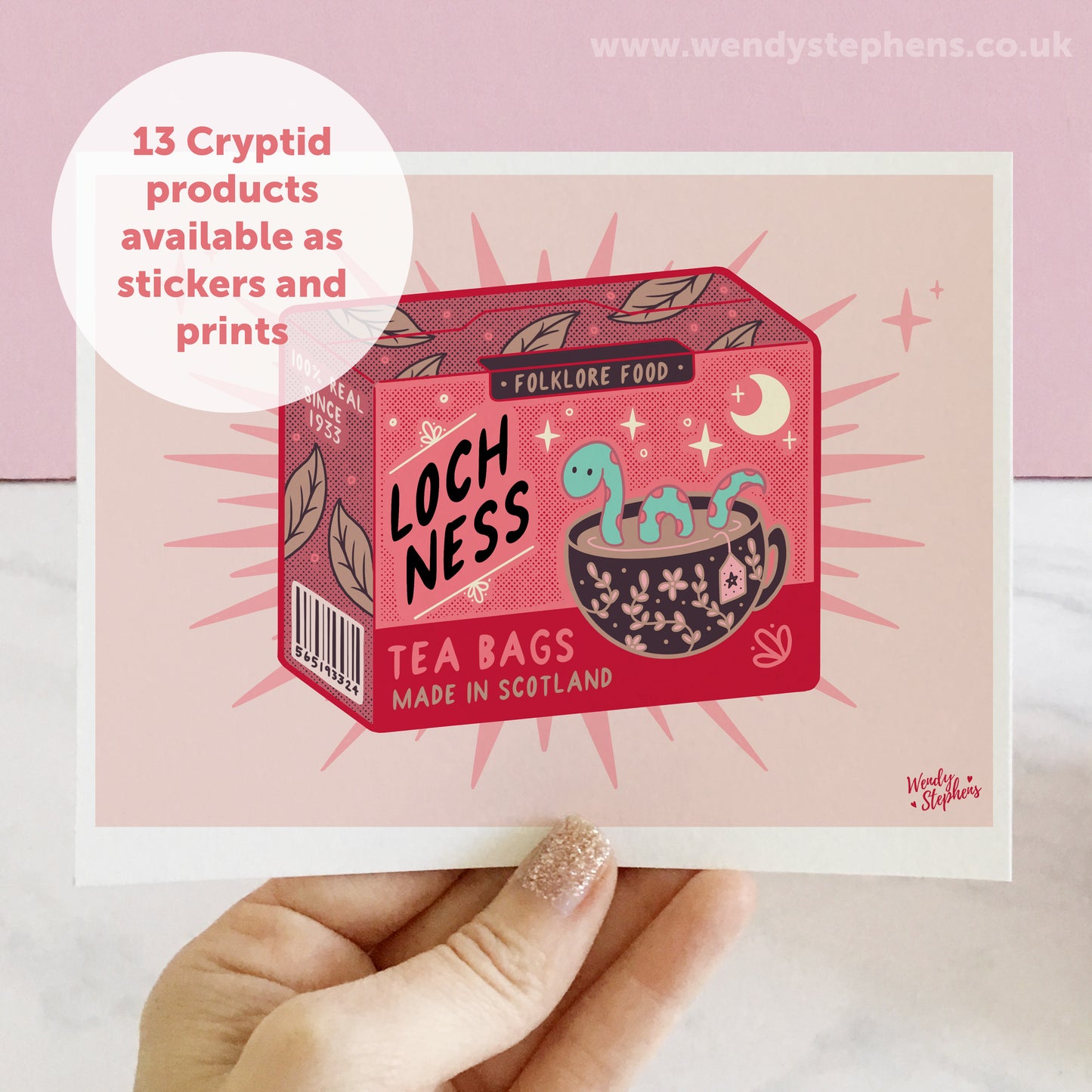Loch Ness Monster Tea Bags Art Print