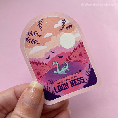 Cryptid Travel Poster Sticker Set: Mothman, Loch Ness, Fresno Nightcrawler