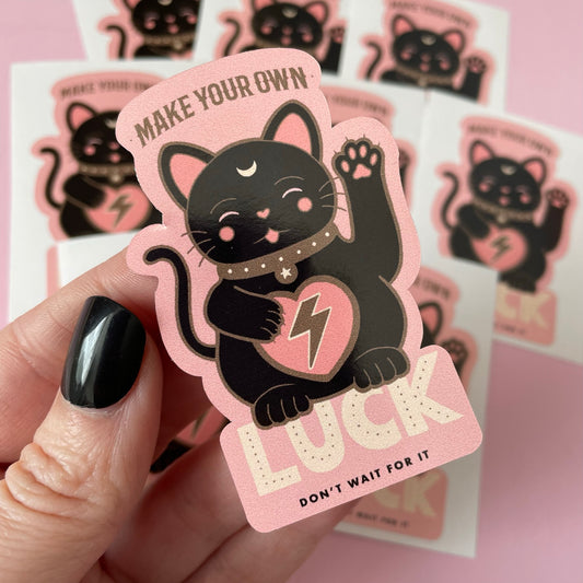 Lucky Fortune Cat Spooky Vinyl Sticker