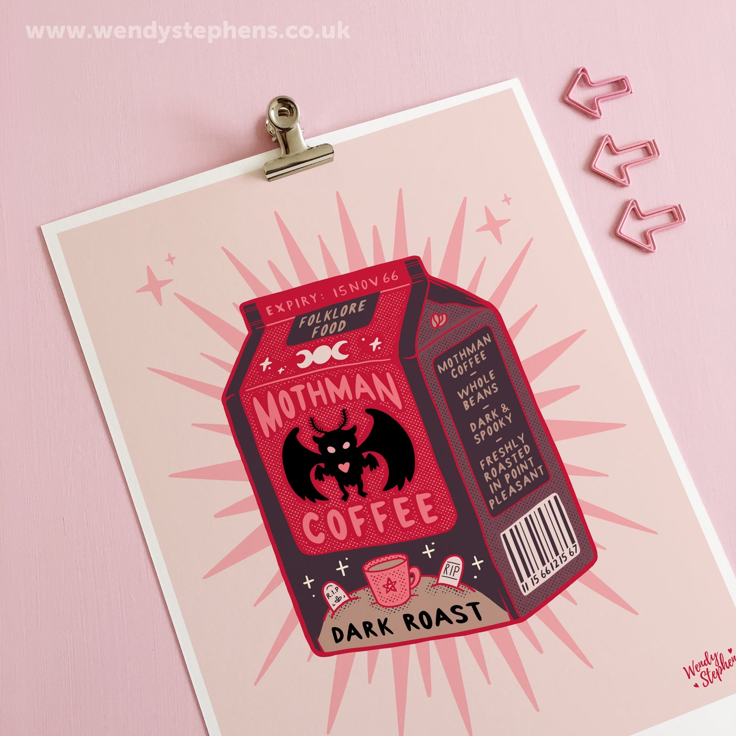 Mothman Coffee Cryptid Art Print