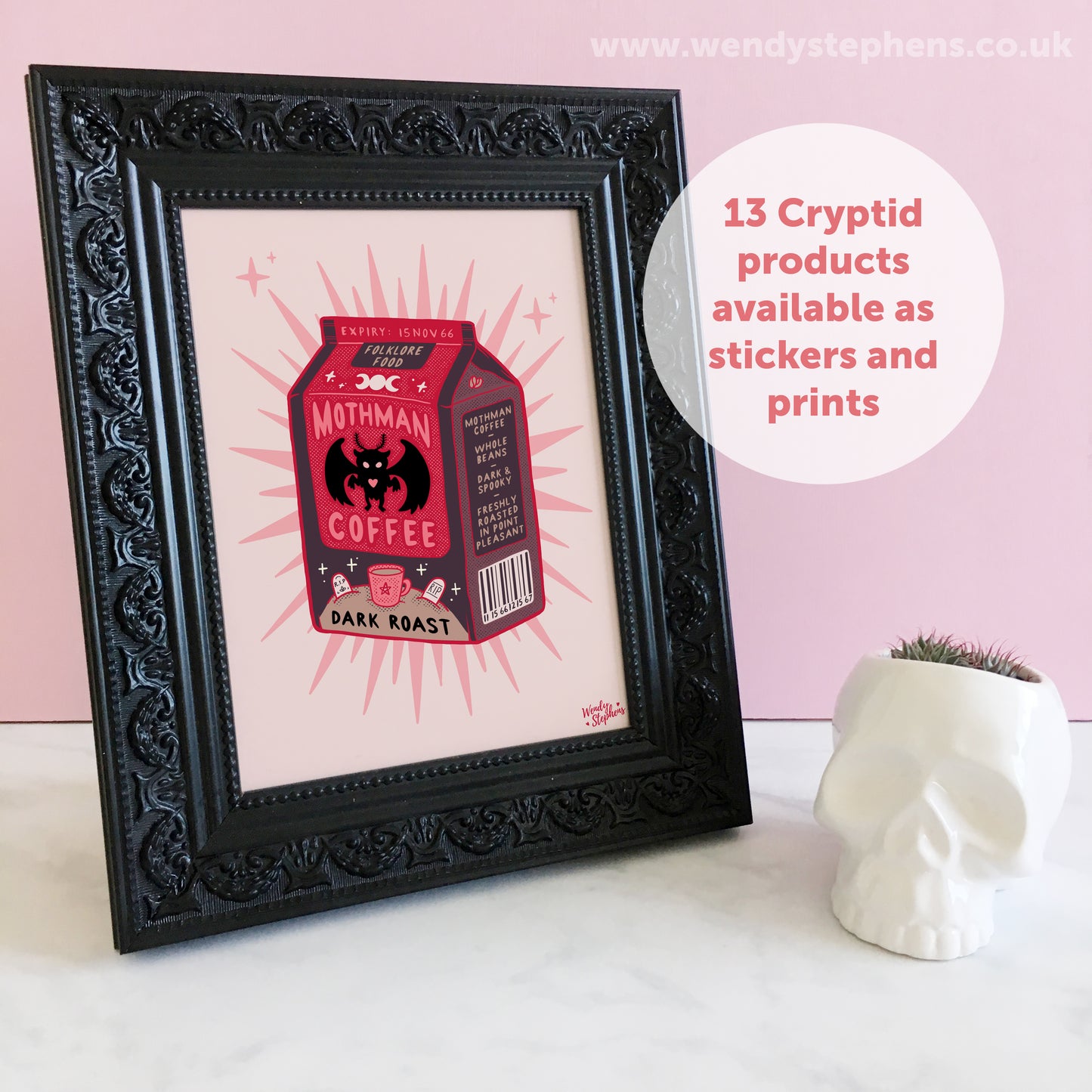 Mothman Coffee Cryptid Art Print