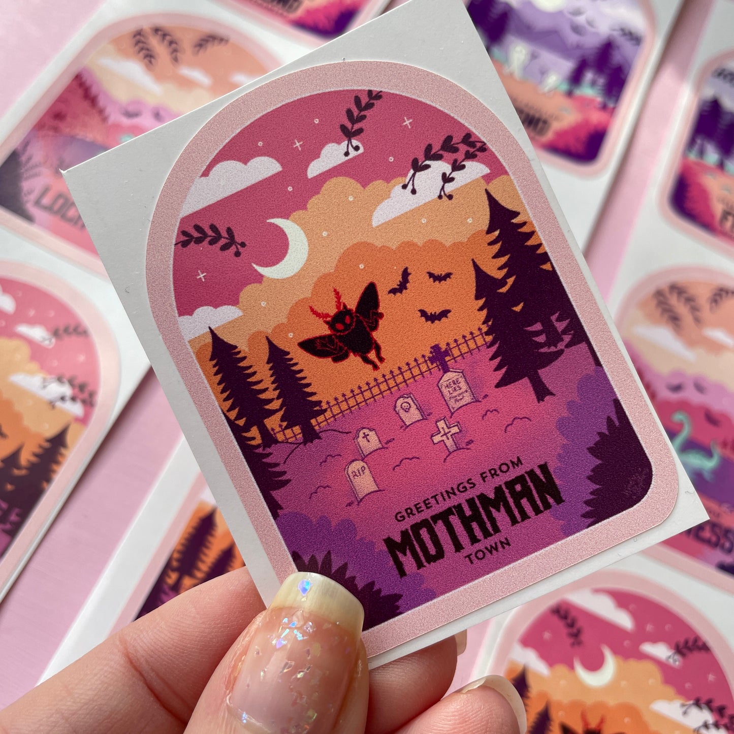 Mothman Cryptid Travel Poster Vinyl Sticker