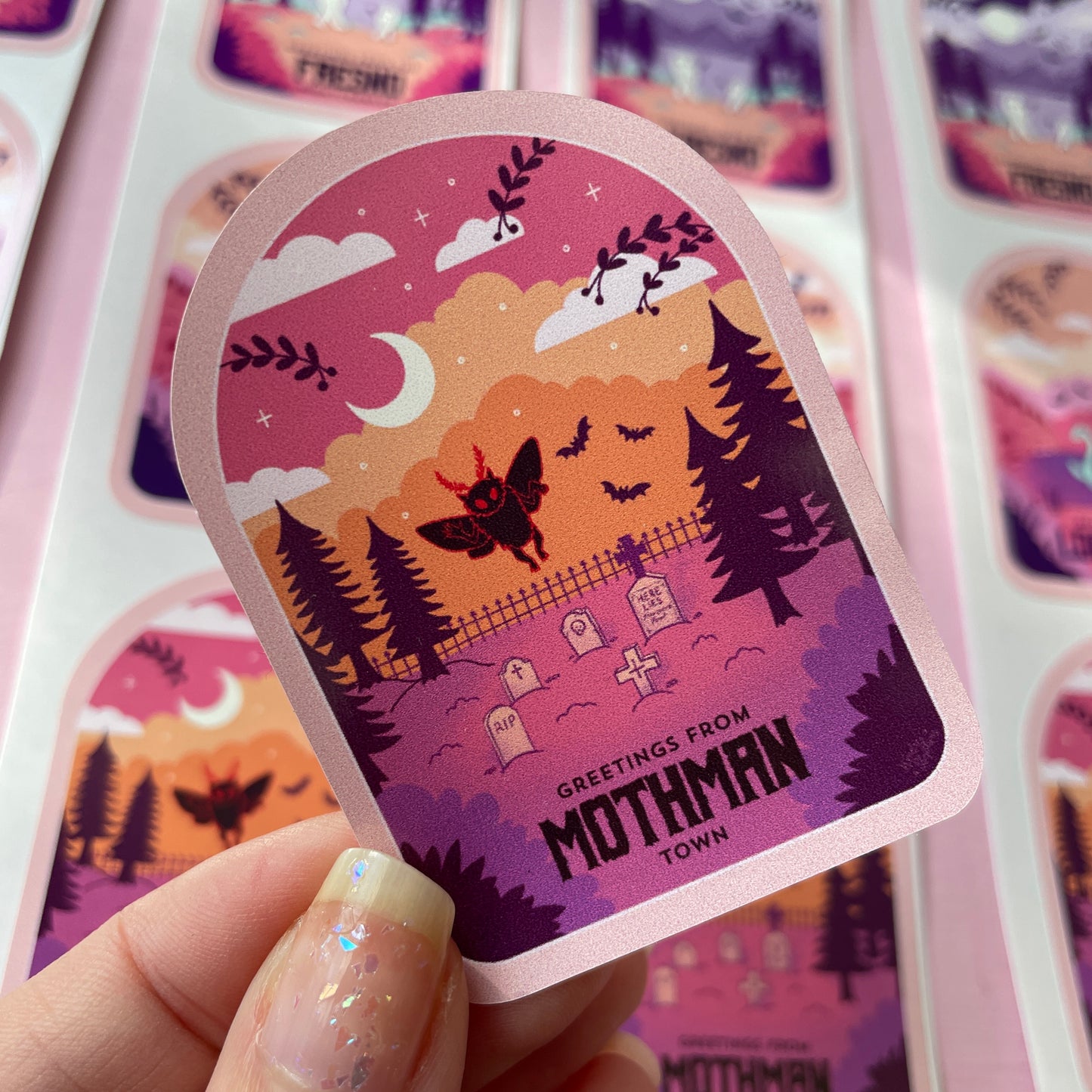 Mothman Cryptid Travel Poster Vinyl Sticker