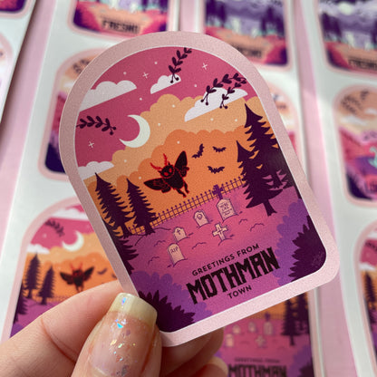 Mothman Cryptid Travel Poster Vinyl Sticker