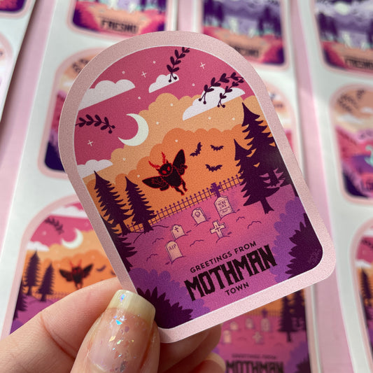 Mothman Cryptid Travel Poster Vinyl Sticker