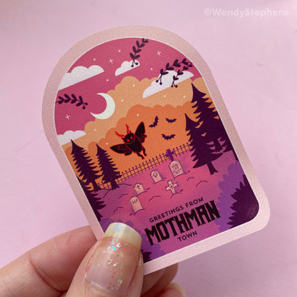 Cryptid Travel Poster Sticker Set: Mothman, Loch Ness, Fresno Nightcrawler