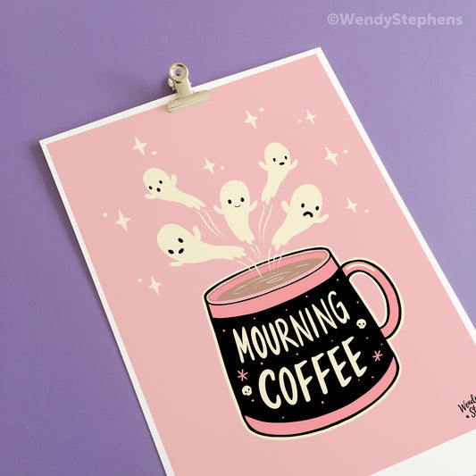 Mourning Coffee Ghost Art Print