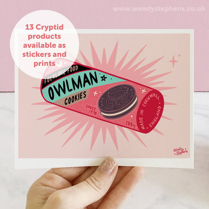 Owlman Cookies Cryptid Art Print