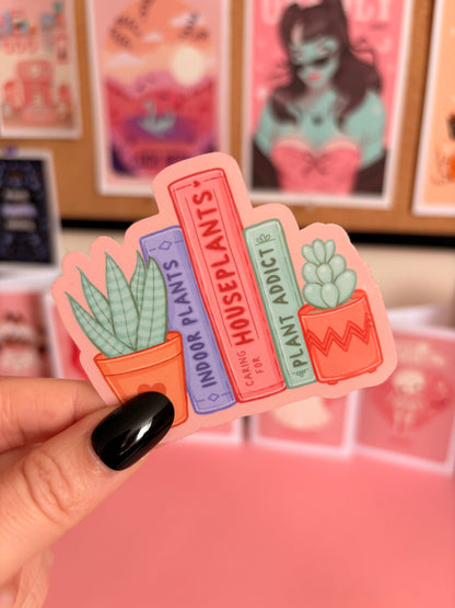 Plants & Books Sticker, Bookish Stickers, Book Lover Stickers for Spooky Readers