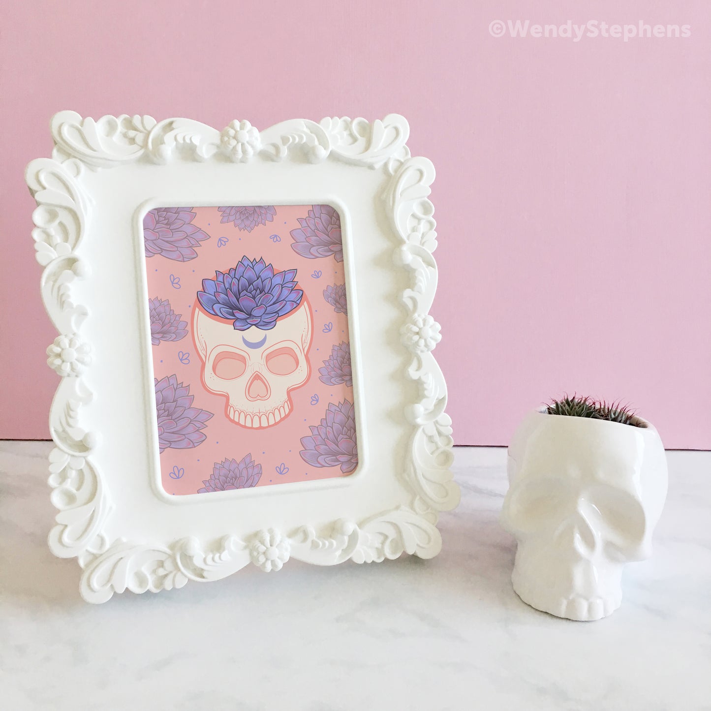 Skull Planter Succulent Art Print