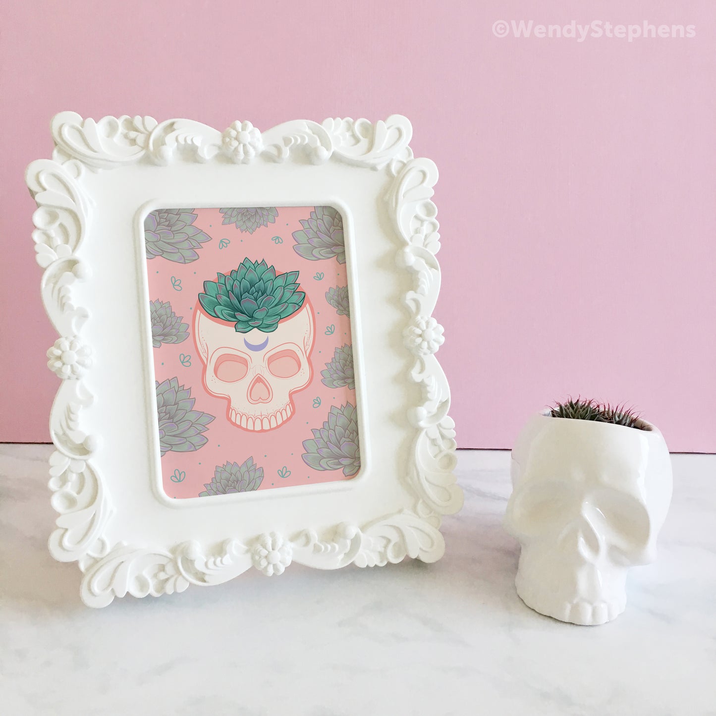 Skull Planter Succulent Art Print