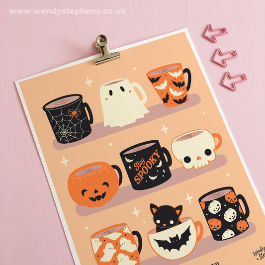 Spooky Coffee Mugs Spooky Art Print