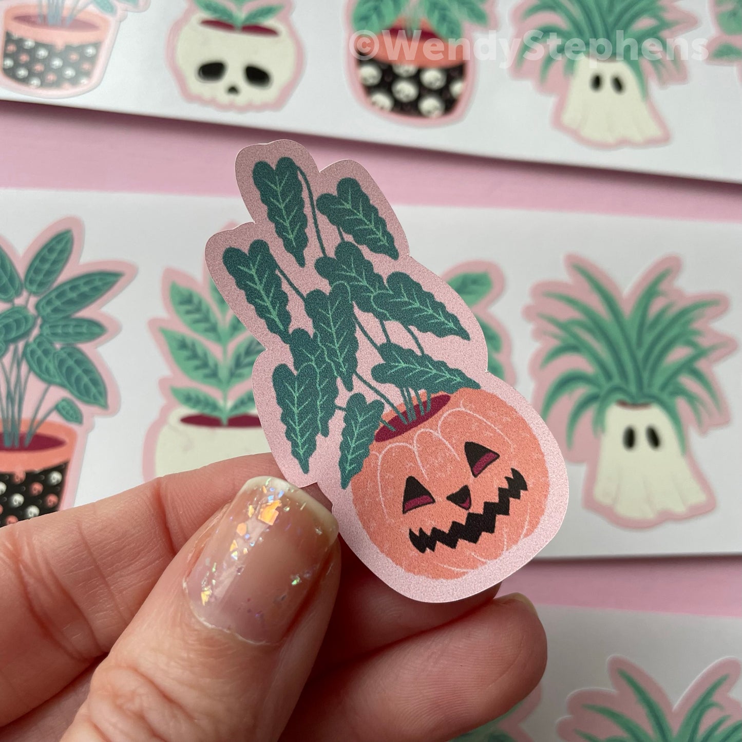 Spooky House Pot Plants Sticker Set