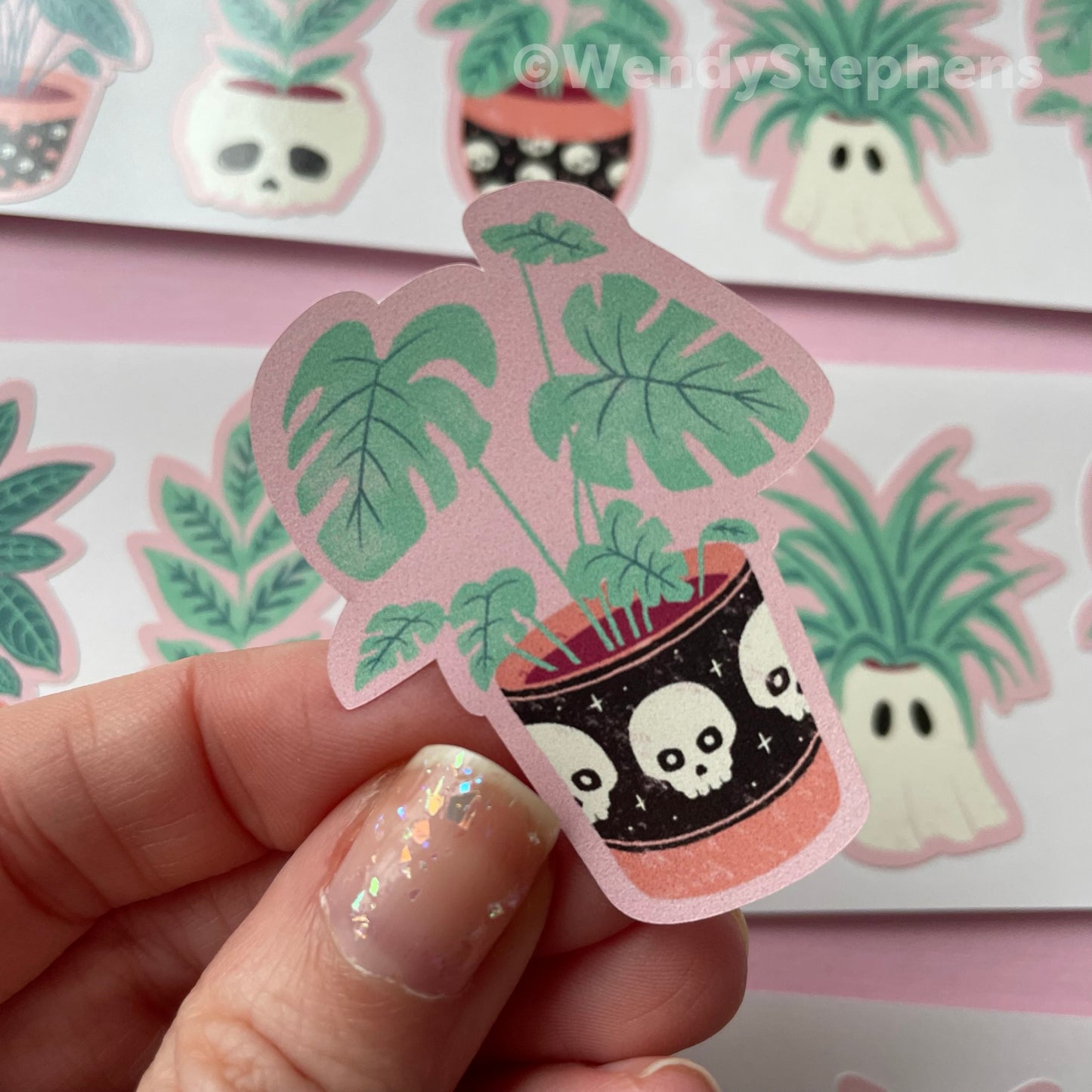 Spooky House Pot Plants Sticker Set