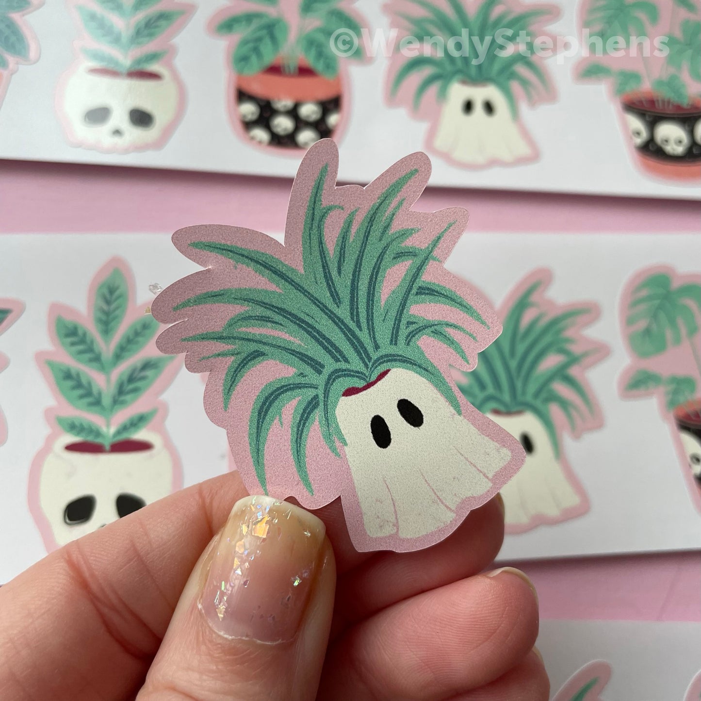 Spooky House Pot Plants Sticker Set