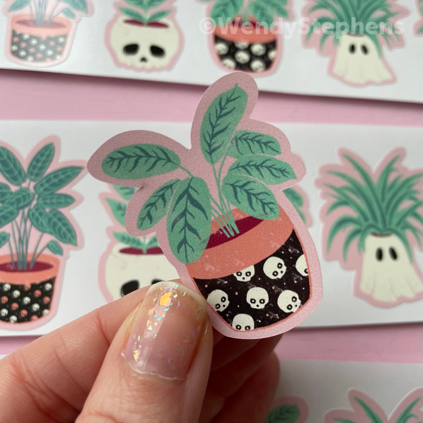 Spooky House Pot Plants Sticker Set