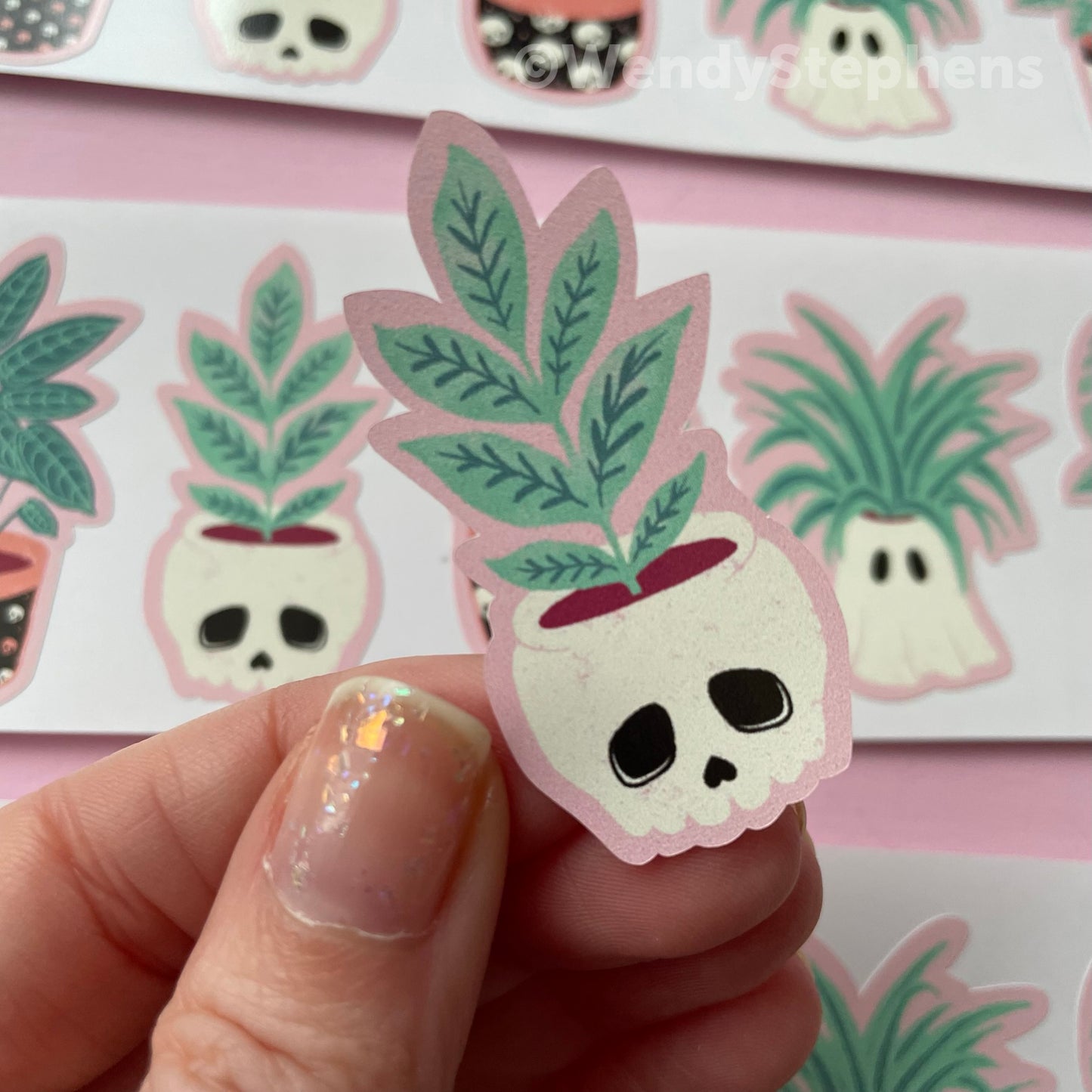 Spooky House Pot Plants Sticker Set