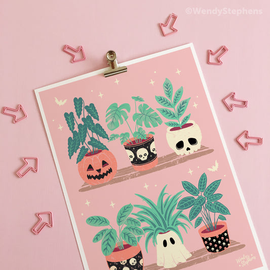 Spooky House Pot Plants Art Print