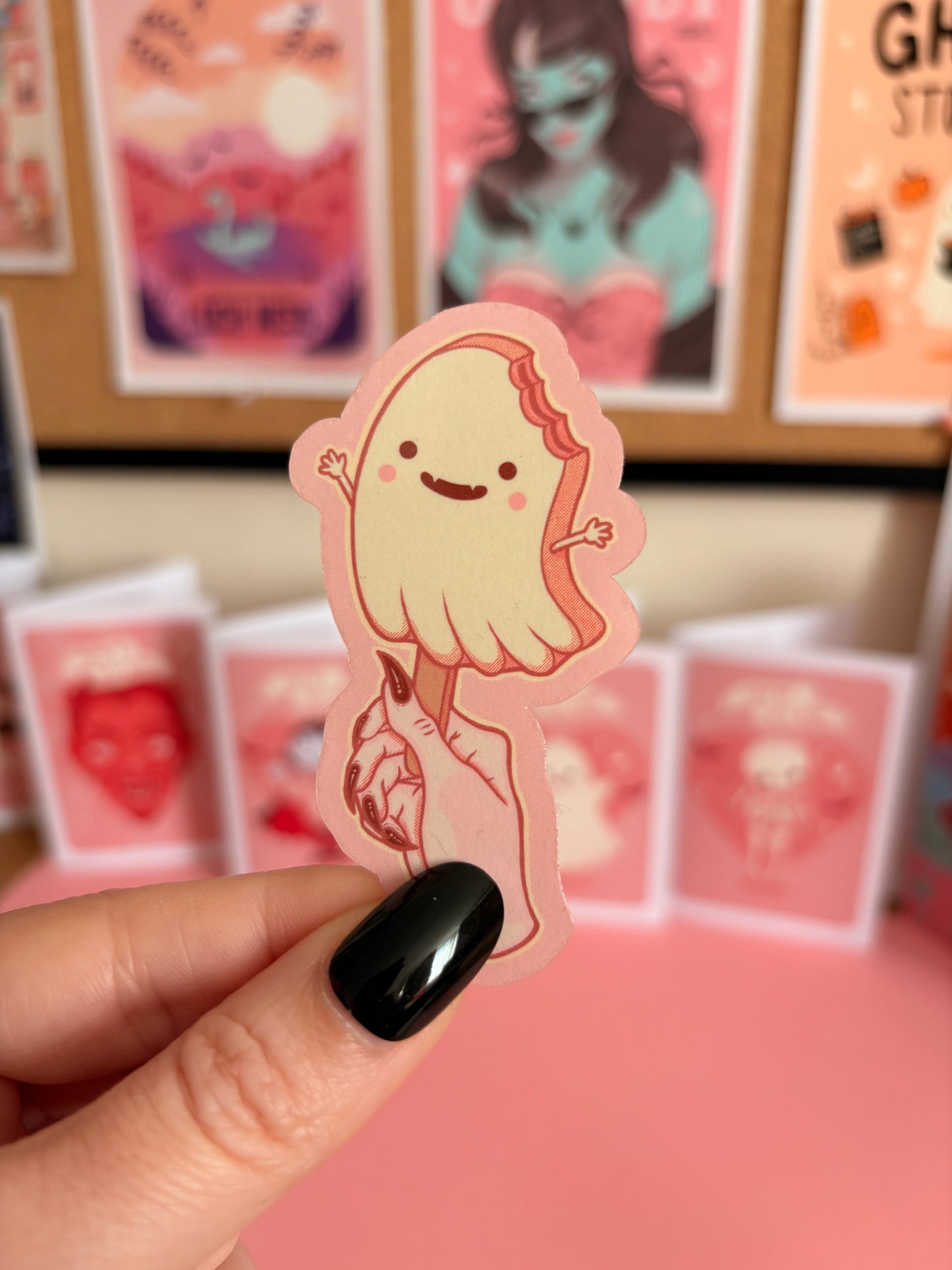 Summerween Ghost & Vampire Popsicle Lolly Sticker, Spooky Sticker, Halloween Decal