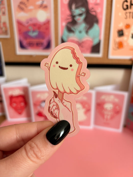 Summerween Ghost & Vampire Popsicle Lolly Sticker, Spooky Sticker, Halloween Decal
