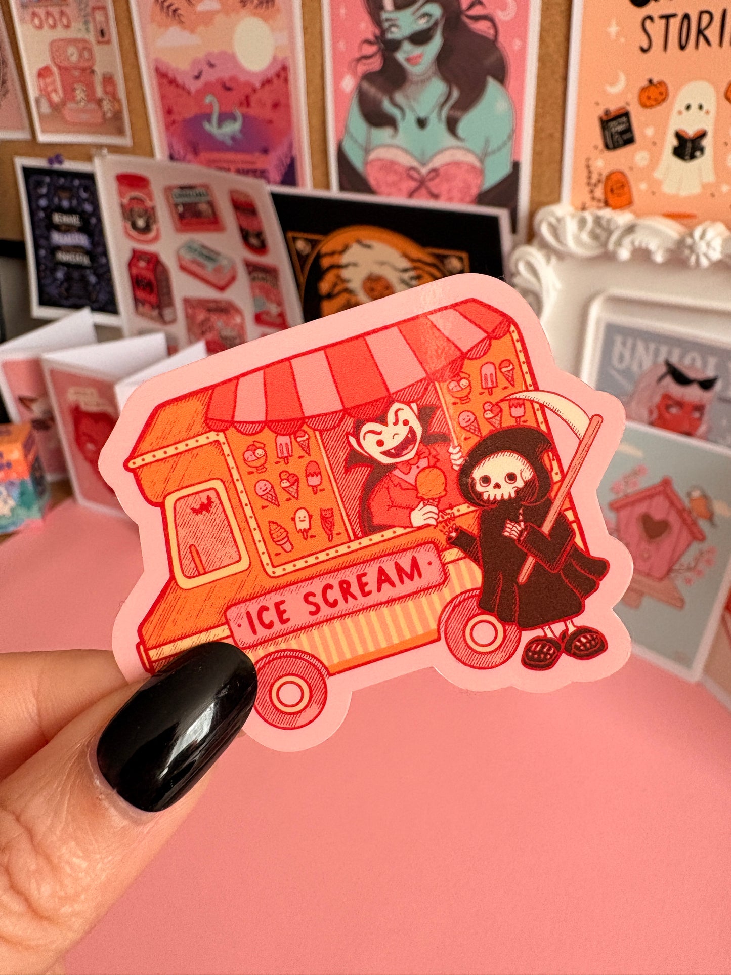 Summerween Ice Cream Van Spooky Vinyl Sticker