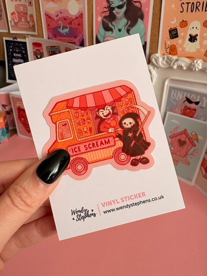 Summerween Ice Cream Van Spooky Vinyl Sticker