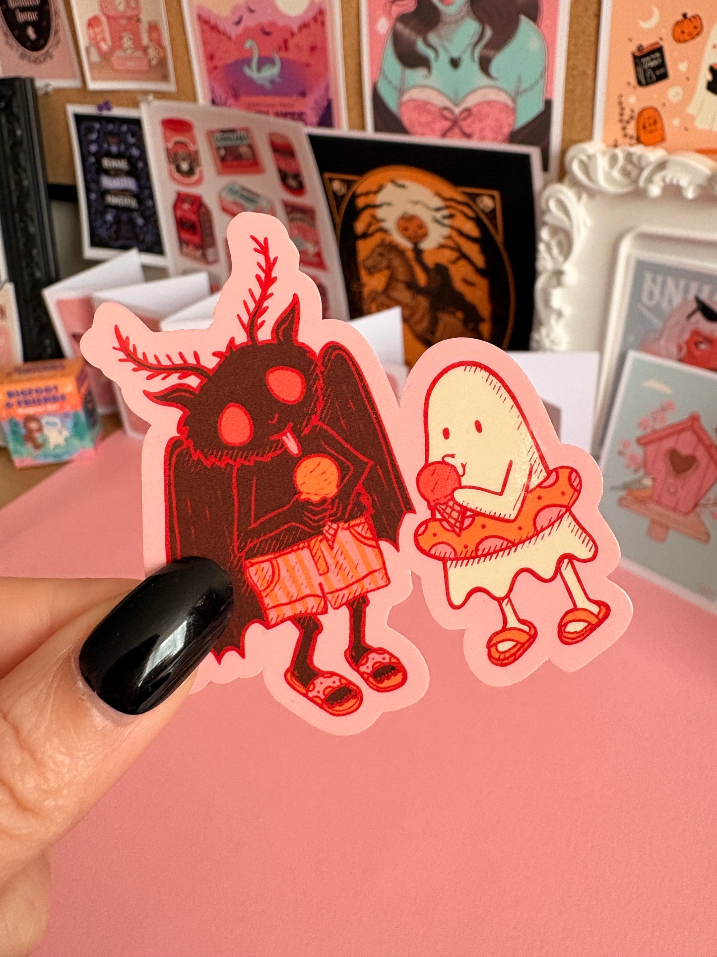 Summerween Mothman Ice Cream Spooky Vinyl Sticker