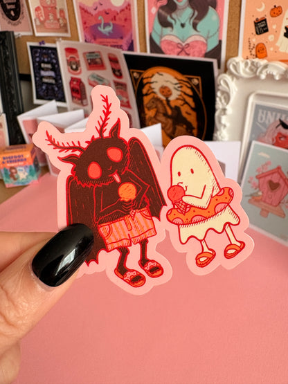 Summerween Mothman Ice Cream Spooky Vinyl Sticker
