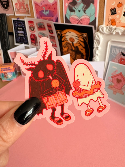 Summerween Mothman Ice Cream Spooky Vinyl Sticker