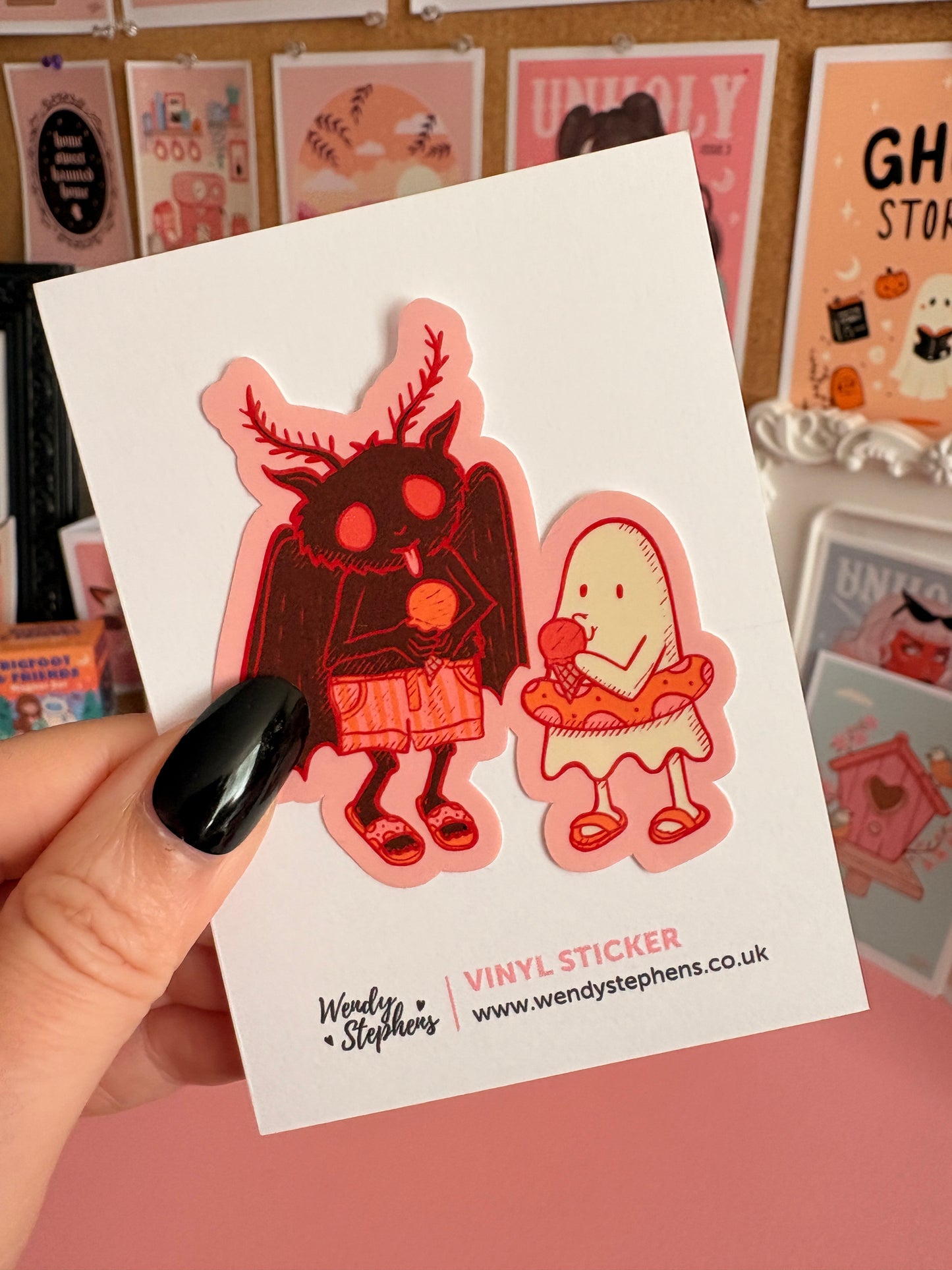 Summerween Mothman Ice Cream Spooky Vinyl Sticker