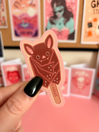 Summerween Bat Popsicle Lolly Sticker, Spooky Sticker, Halloween Decal